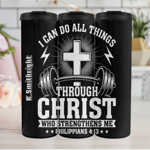 Garrafa Térmica Cristo me fortalece o gráfico Philippians