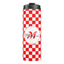 Garrafa Térmica Croácia | Hrvatska | Monograma de Nome Xadrez