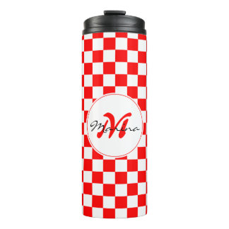 Garrafa Térmica Croácia | Hrvatska | Monograma de Nome Xadrez