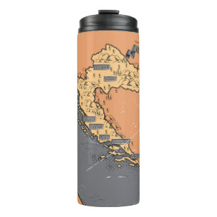 Garrafa Térmica Croácia Mapa antigo vintage