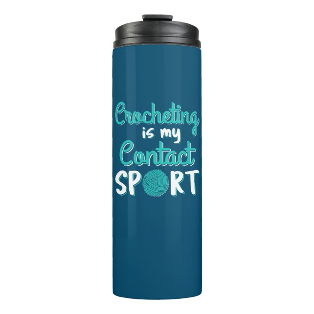 Garrafa Térmica Crocheting É Meu Esporte De Contato (Frente)