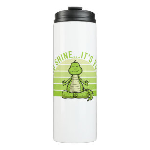 Garrafa Térmica Crocodilo giro engraçado fazendo yoga. yoga engraç