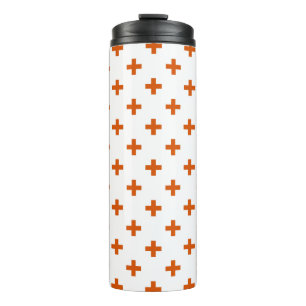 Garrafa Térmica Cruz de polca laranja no branco
