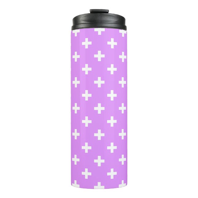 Garrafa Térmica Cruzes brancas de polca em lilac (Frente)