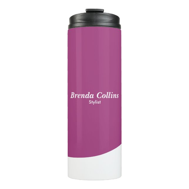 Garrafa Térmica Curva roxa e branco (Frente)