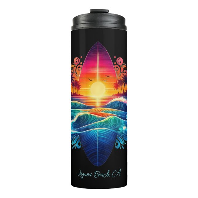 Garrafa Térmica Curvas de surfe solares (Frente)