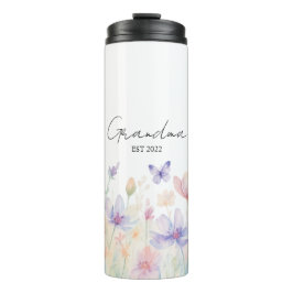 Garrafa Térmica Custom Grandma Est. Year - Flower and Butterfly