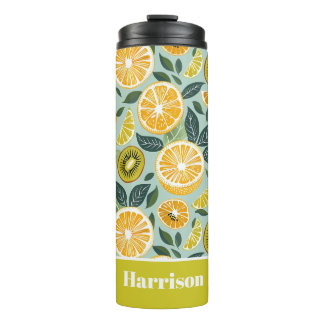 Garrafa Térmica Custom Lemon Pattern Water Bottle with Name