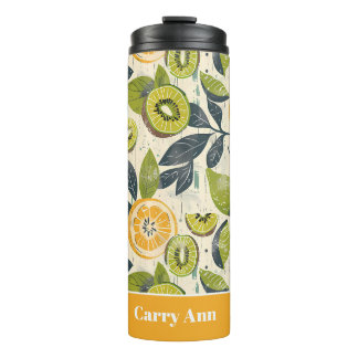 Garrafa Térmica Custom Lemon Pattern Water Bottle with Name