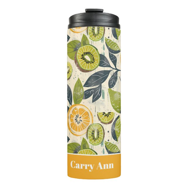 Garrafa Térmica Custom Lemon Pattern Water Bottle with Name (Frente)