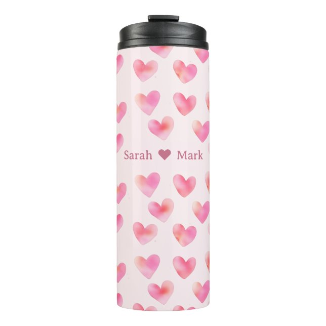 Garrafa Térmica Custom Names Romantic Pink Love Design -  (Frente)