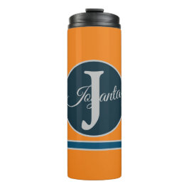 Garrafa Térmica Custom  orange greay blue Monogram Elegant
