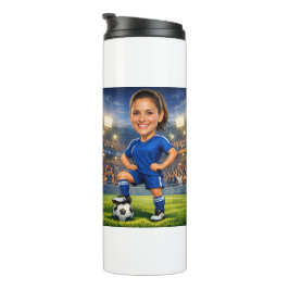 Garrafa Térmica Custom Photo-Face Soccer/Football Star Caricature