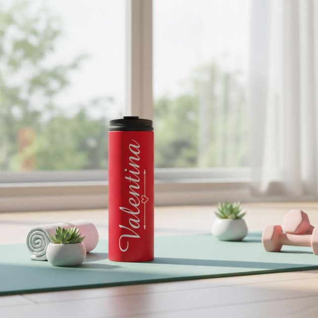 Garrafa Térmica Custom Red Script Name Travel Tumbler (Criador carregado)