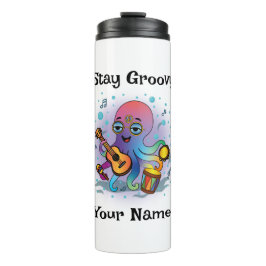 Garrafa Térmica Custom Thermal Tumbler | Retro Octopus Name & Text