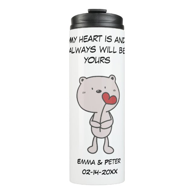 Garrafa Térmica Cute Bear with Hearts Valentine’s Day  (Frente)