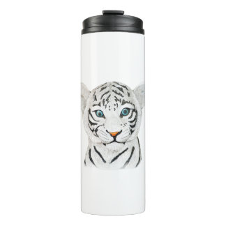 Garrafa Térmica Cute Beautiful White Tiger With Blue Eyes