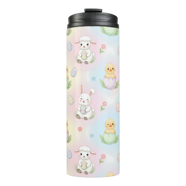 Garrafa Térmica Cute Bunny Chick & Lamb Easter Pattern Kids  (Frente)