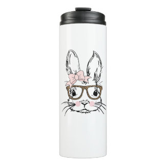 Garrafa Térmica Cute Bunny Face Shirt Leopard Print Glasses EASTER