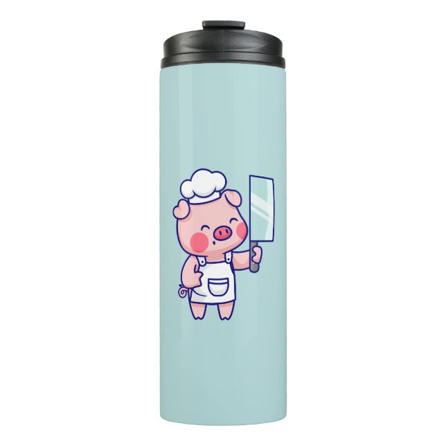 Garrafa Térmica Cute Chef Pig with Cleaver (Frente)