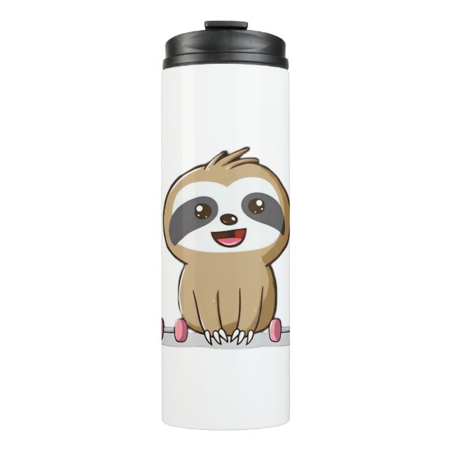 Garrafa Térmica Cute Chibi Sloth Workout � Funny Kawaii Gym Animal (Frente)