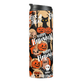 Garrafa Térmica Cute e Assustador Halloween Vibrações Assustadoras