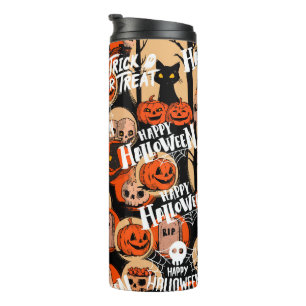 Garrafa Térmica Cute e Assustador Halloween Vibrações Assustadoras