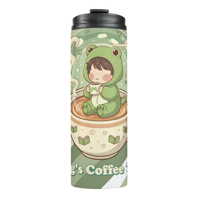 Garrafa Térmica Cute Froggy Coffee Tale Design (Frente)