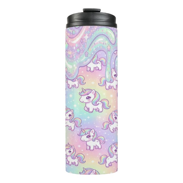 Garrafa Térmica Cute Kawaii Unicorn Pastel Rainbow Magical (Frente)