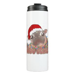 Garrafa Térmica Cute Moo Deng Bebê Hippo Papais noeis De Natal Ha
