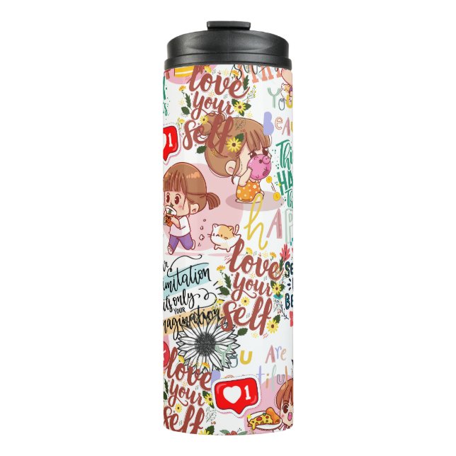 Garrafa Térmica Cute Motivational – Positive Quote Kawaii  (Frente)