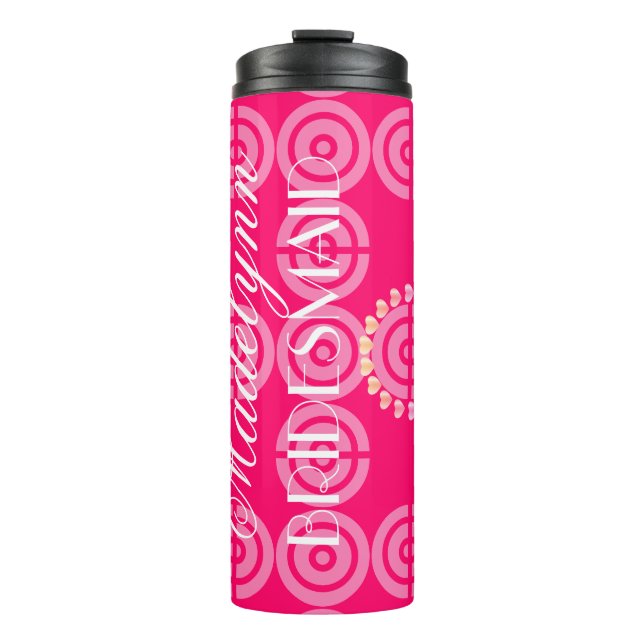 Garrafa Térmica Cute Neon Pink Bridesmaid Party Favor Personalizad (Frente)