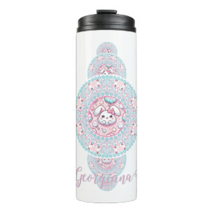 Garrafa Térmica Cute Personalizado Kawaii Bunny Mandala Ornamental