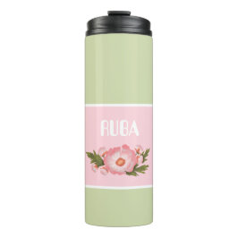Garrafa Térmica Cute pink and baby green floral Thermal Tumbler
