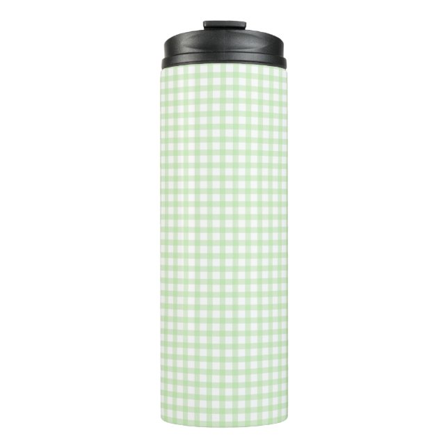 Garrafa Térmica Cute Retro Green Gingham Plaid pattern (Frente)