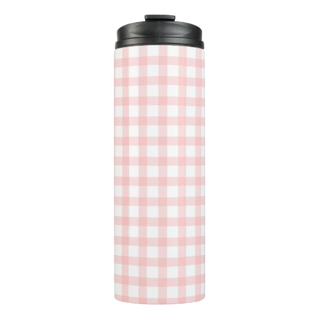 Garrafa Térmica Cute Retro Pink Gingham Plaid pattern (Frente)