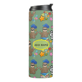 Garrafa Térmica Cute Sloth Green Patterno Engraçado Faça-O Citar
