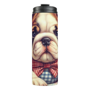 Garrafa Térmica Cute Vintage English Bulldog Art