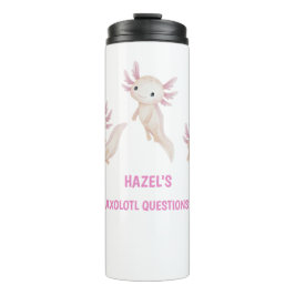 Garrafa Térmica Cute Watercolor Axolotl Perguntas Personalizado Cr
