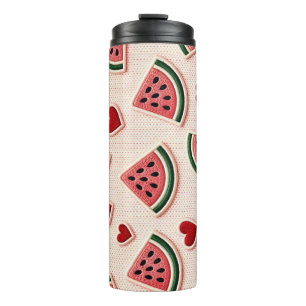 Garrafa Térmica Cute Watermelon & Hearts Pattern Aesthetic School 