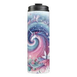 Garrafa Térmica Cute Whimsical Unicorn & Butterfly Thermal Tumbler