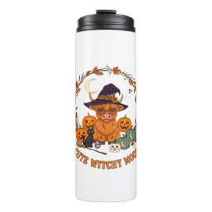 Garrafa Térmica Cute Witchy Mood Halloween Vaca das Terras Altas G