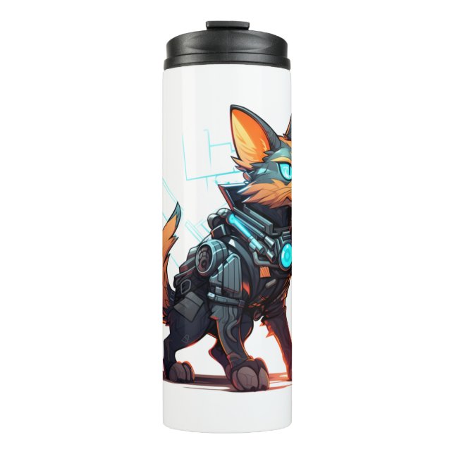 Garrafa Térmica Cyberpunk Cat em Neon Colors 6 (Frente)