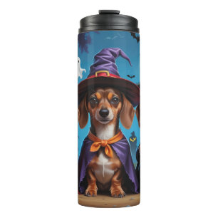 Garrafa Térmica Dachshund Dogs Pumpkin Halloween Engraçado