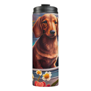 Garrafa Térmica Dachshund em uma Pá: Uma Aventura Cênica
