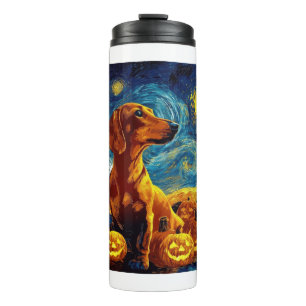 Garrafa Térmica Dachshund Vermelho de van gogh noite estrelada hal