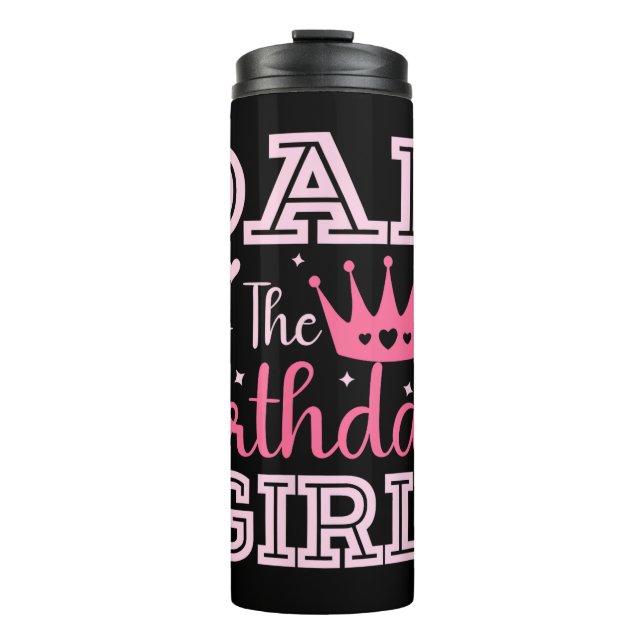 Garrafa Térmica Dad of The Birthday Girl Cute Pink Matching Family (Frente)