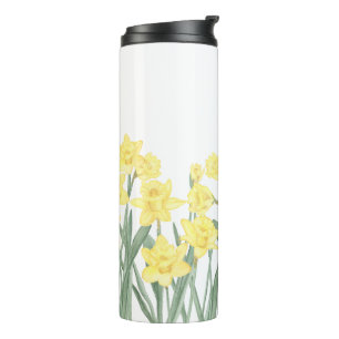 Garrafa Térmica Daffodil Ditzy Padrão Floral de Aquarela