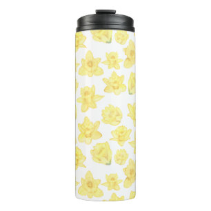 Garrafa Térmica Daffodil Ditzy Padrão Floral de Aquarela