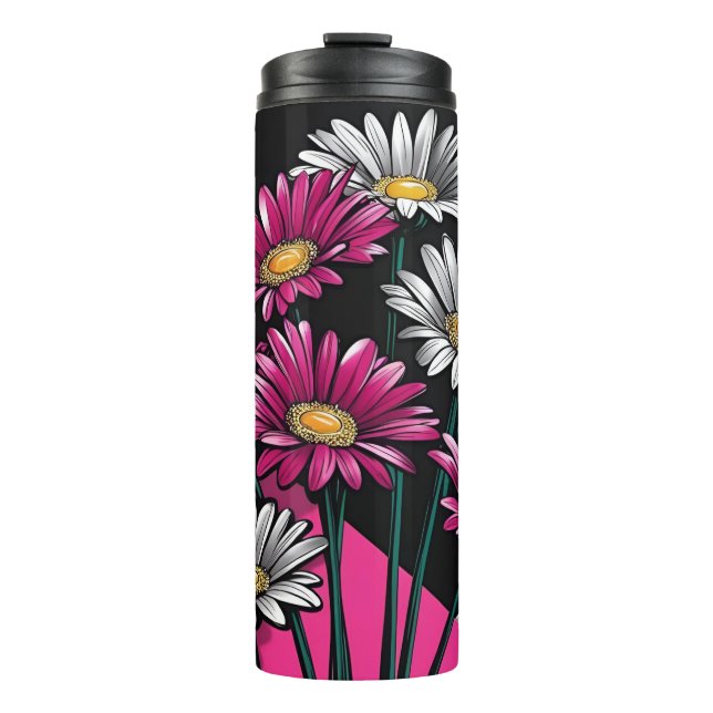 Garrafa Térmica Daisies Pink and White Thermal Tumbler (Frente)